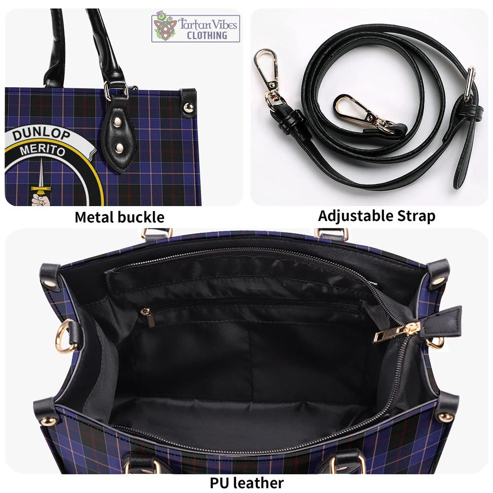 Tartan Vibes Clothing Dunlop Tartan Luxury Leather Handbags with Family Crest