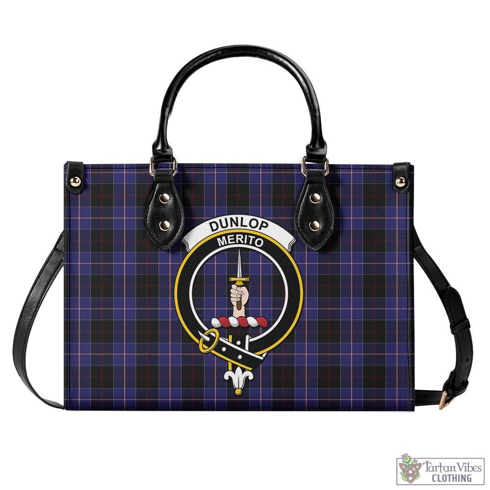Tartan Vibes Clothing Dunlop Tartan Luxury Leather Handbags with Family Crest
