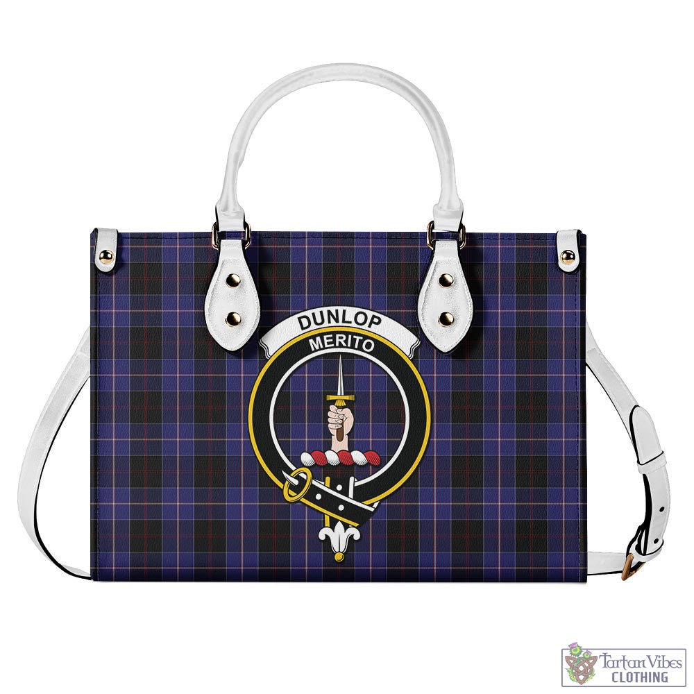 Tartan Vibes Clothing Dunlop Tartan Luxury Leather Handbags with Family Crest
