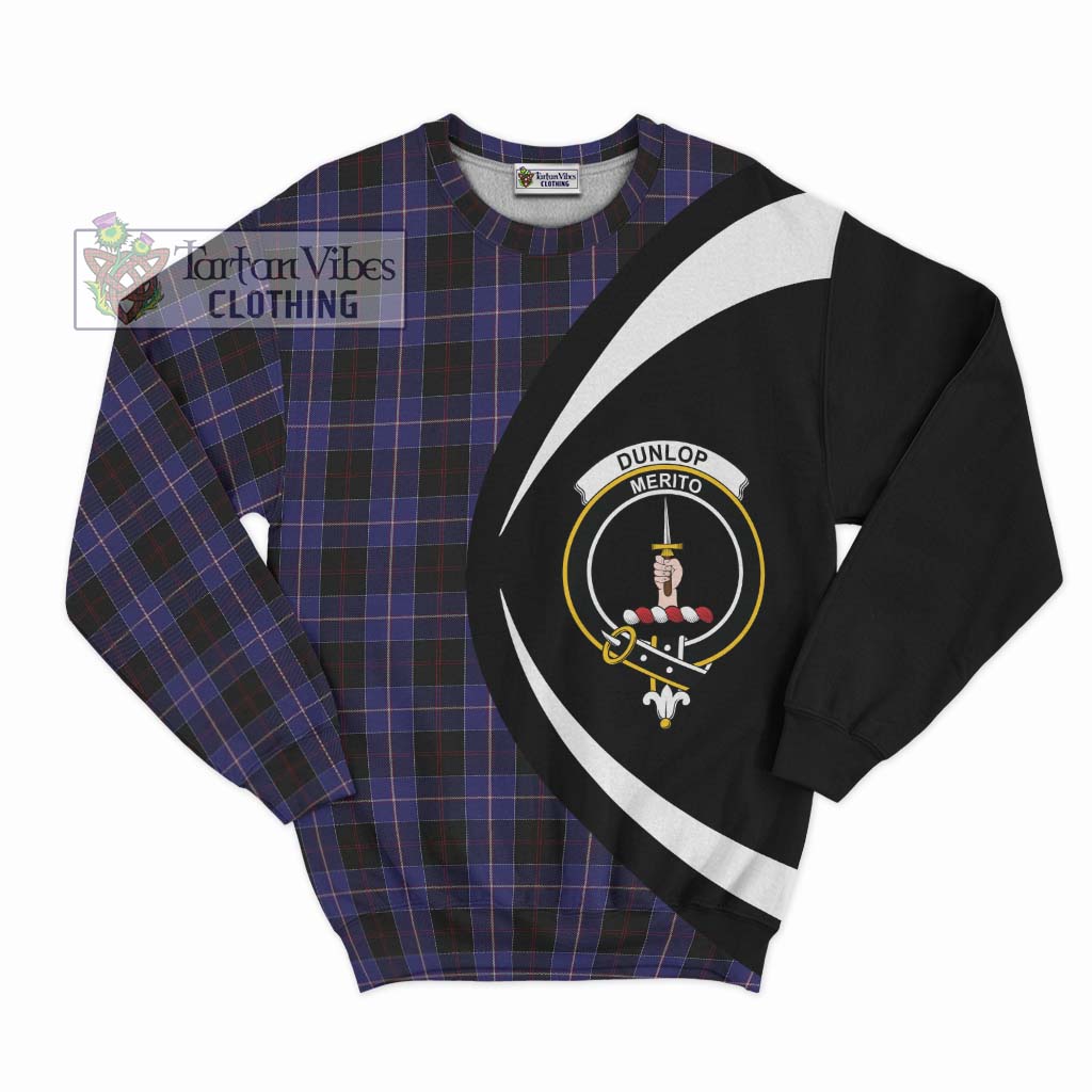 Dunlop Tartan Sweatshirt with Family Crest Circle Style Unisex - Tartan Vibes Clothing