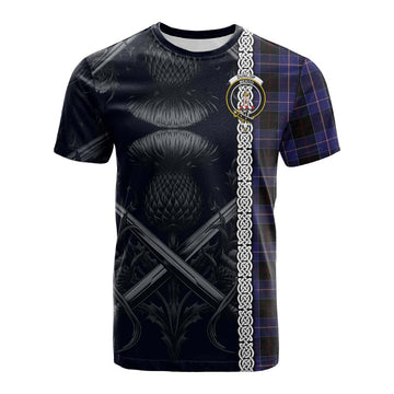 Tartan Vibes Clothing Dunlop Tartan Cotton T-shirt with Family Crest Cross Sword Thistle Celtic Vibes