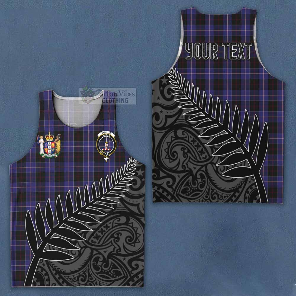 Tartan Vibes Clothing Dunlop Crest Tartan Men's Tank Top with New Zealand Silver Fern Half Style