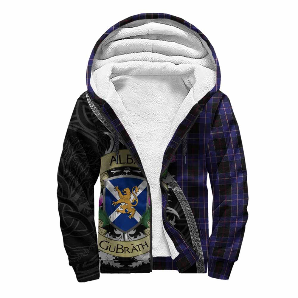 Tartan Vibes Clothing Dunlop Tartan Family Crest Sherpa Hoodie Lion Rampant Royal Thistle Shield Celtic Inspired