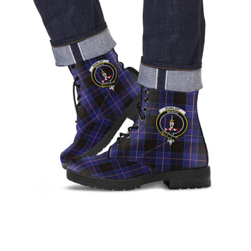 Dunlop Tartan Leather Boots with Family Crest