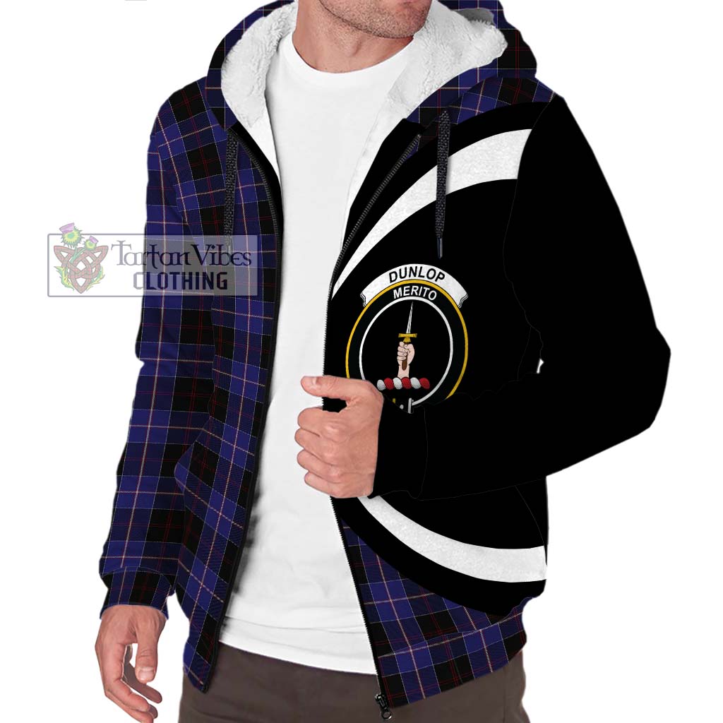 Dunlop Tartan Sherpa Hoodie with Family Crest Circle Style Unisex S - Tartan Vibes Clothing