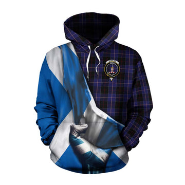 Dunlop Tartan Cotton Hoodie with Family Crest Scotland Patriotic Style