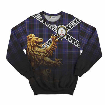 Dunlop Crest Tartan Sweatshirt with Golden Lion Emblem Celtic Style