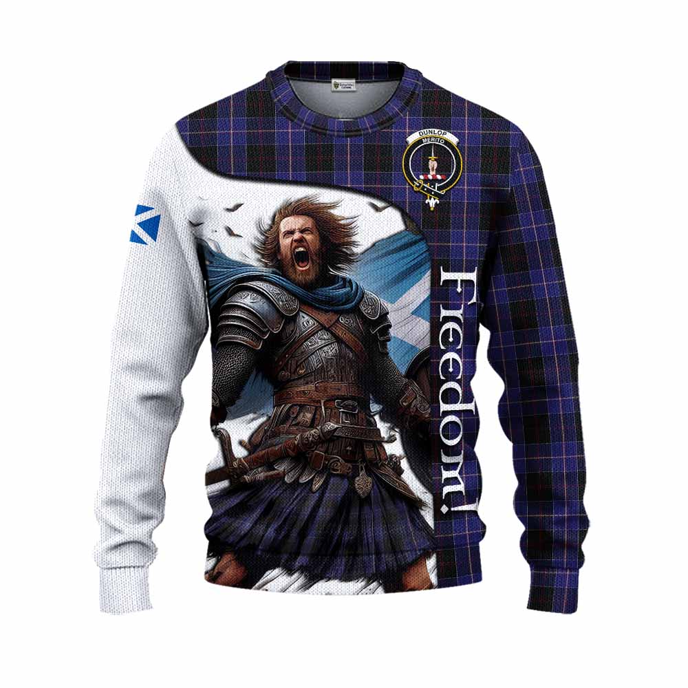 Tartan Vibes Clothing Dunlop Crest Tartan Knitted Sweater Inspired by the Freedom of Scottish Warrior