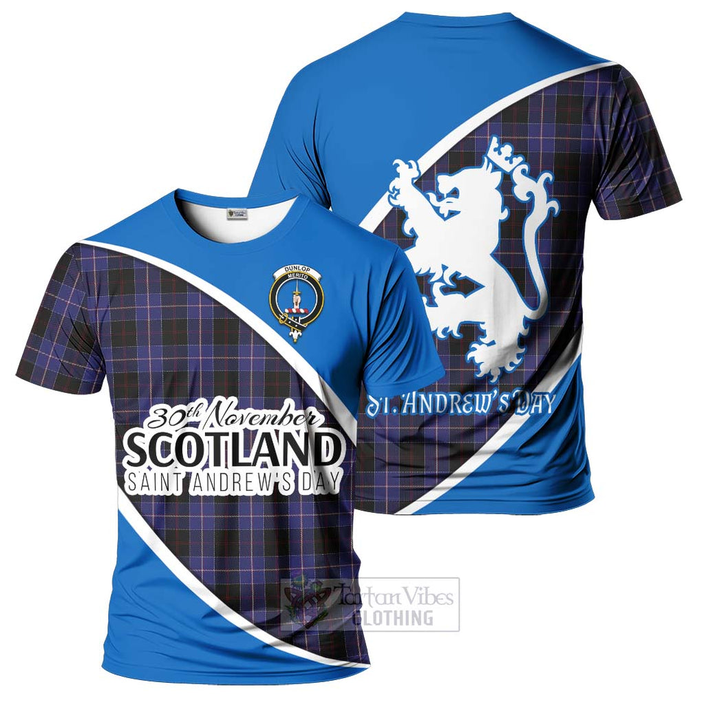 Tartan Vibes Clothing Dunlop Family Crest Tartan T-Shirt Celebrate Saint Andrew's Day in Style
