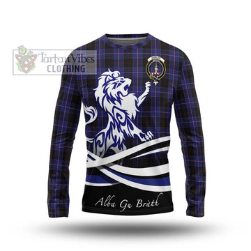 Dunlop Tartan Long Sleeve T-Shirt with Alba Gu Brath Regal Lion Emblem Unisex - Tartanvibesclothing Shop