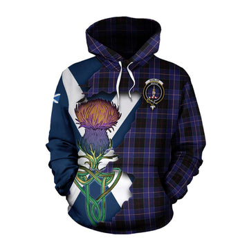 Dunlop Tartan Family Crest Cotton Hoodie Scottish Thistle Celtic Inspired