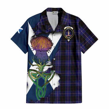 Dunlop Tartan Family Crest Hawaiian Shirt Scottish Thistle Celtic Inspired
