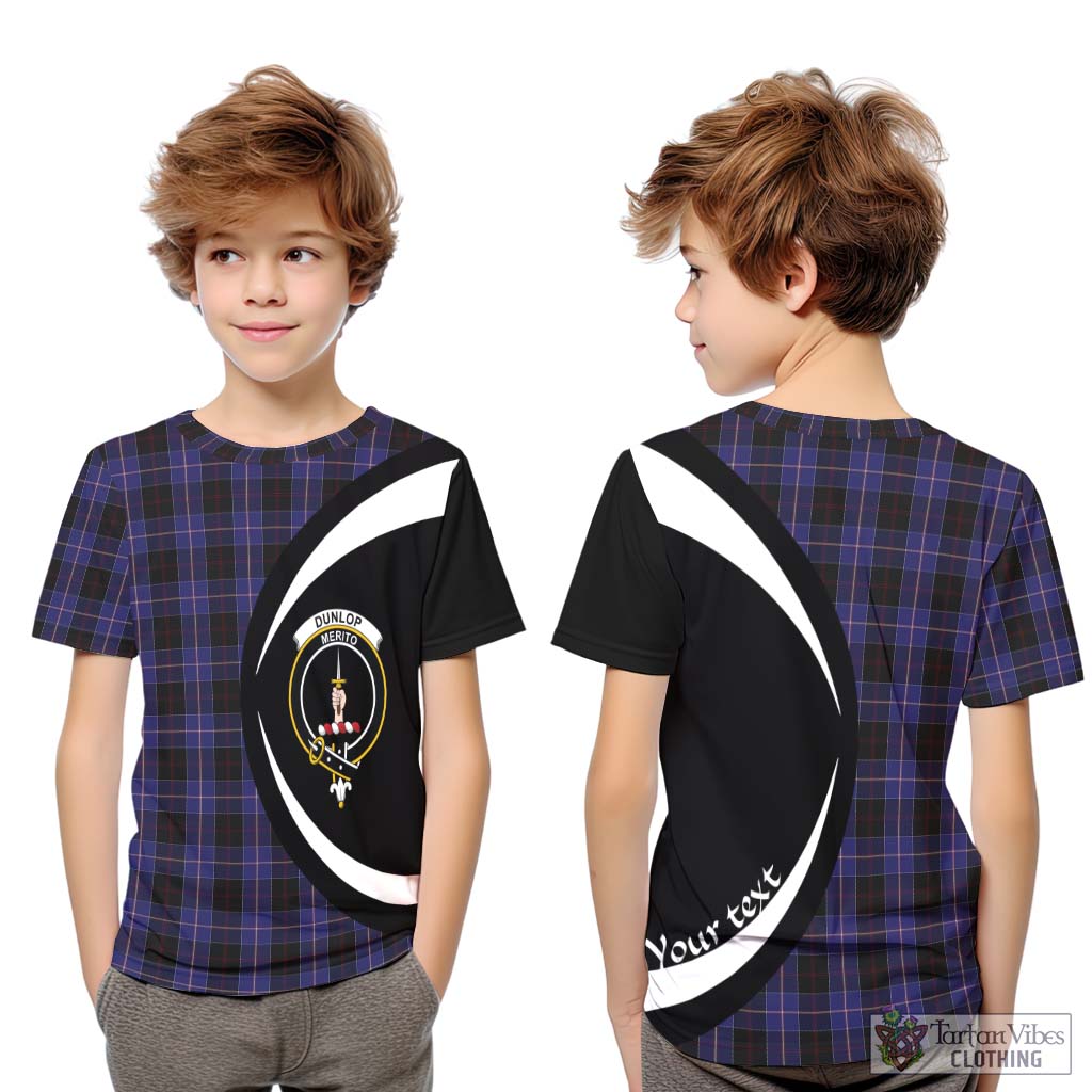 Dunlop Tartan Kid T-Shirt with Family Crest Circle Style Youth XL Size14 - Tartan Vibes Clothing