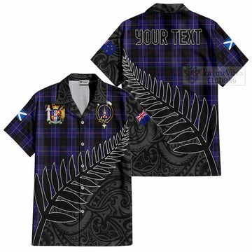 Dunlop Crest Tartan Hawaiian Shirt with New Zealand Silver Fern Half Style