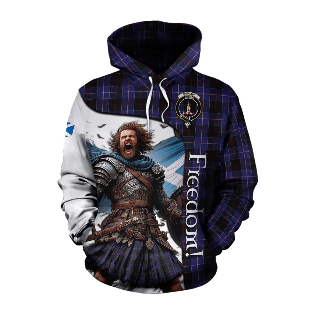 Tartan Vibes Clothing Dunlop Crest Tartan Cotton Hoodie Inspired by the Freedom of Scottish Warrior