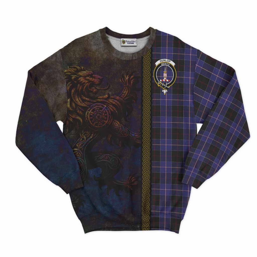 Tartan Vibes Clothing Dunlop Tartan Family Crest Sweatshirt Alba Gu Brath Be Brave Lion Ancient Style