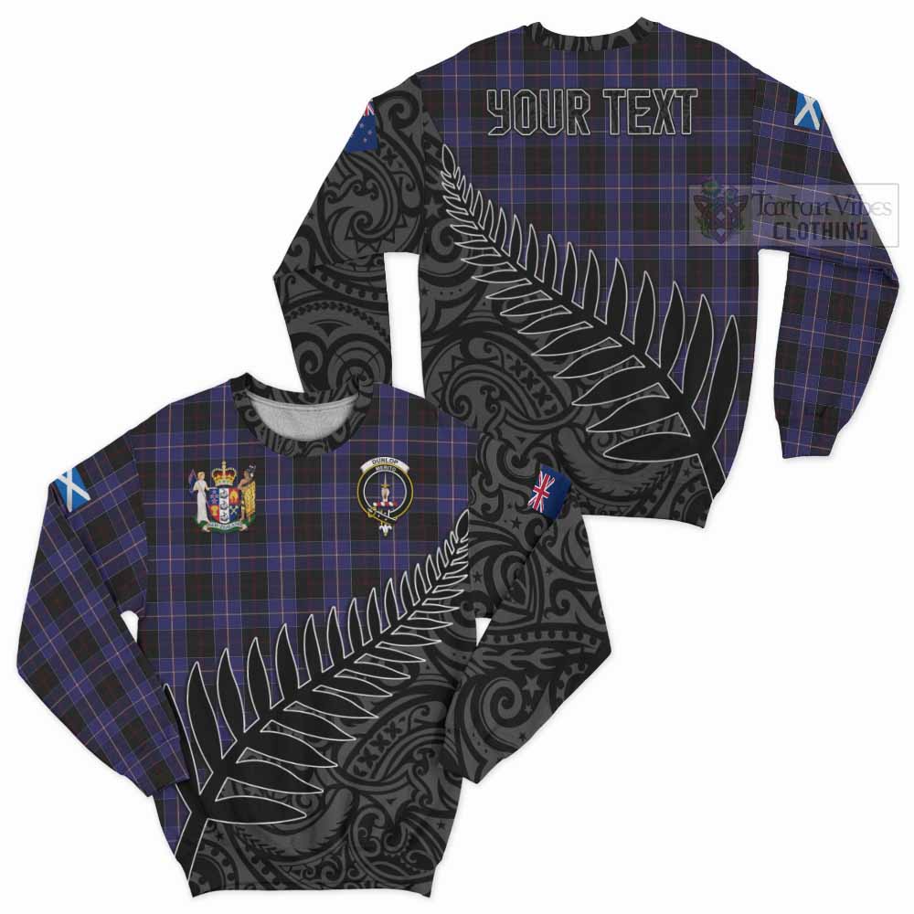 Tartan Vibes Clothing Dunlop Crest Tartan Sweatshirt with New Zealand Silver Fern Half Style