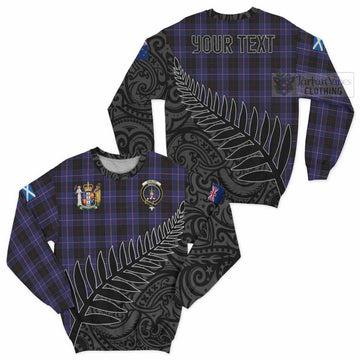 Tartan Vibes Clothing Dunlop Crest Tartan Sweatshirt with New Zealand Silver Fern Half Style