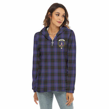 Dunlop Tartan Women's Borg Fleece Hoodie with Half Zip with Family Crest
