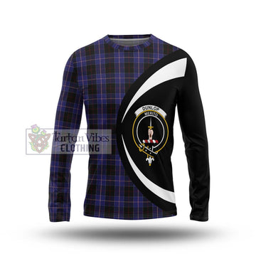 Dunlop Tartan Long Sleeve T-Shirt with Family Crest Circle Style Unisex - Tartan Vibes Clothing