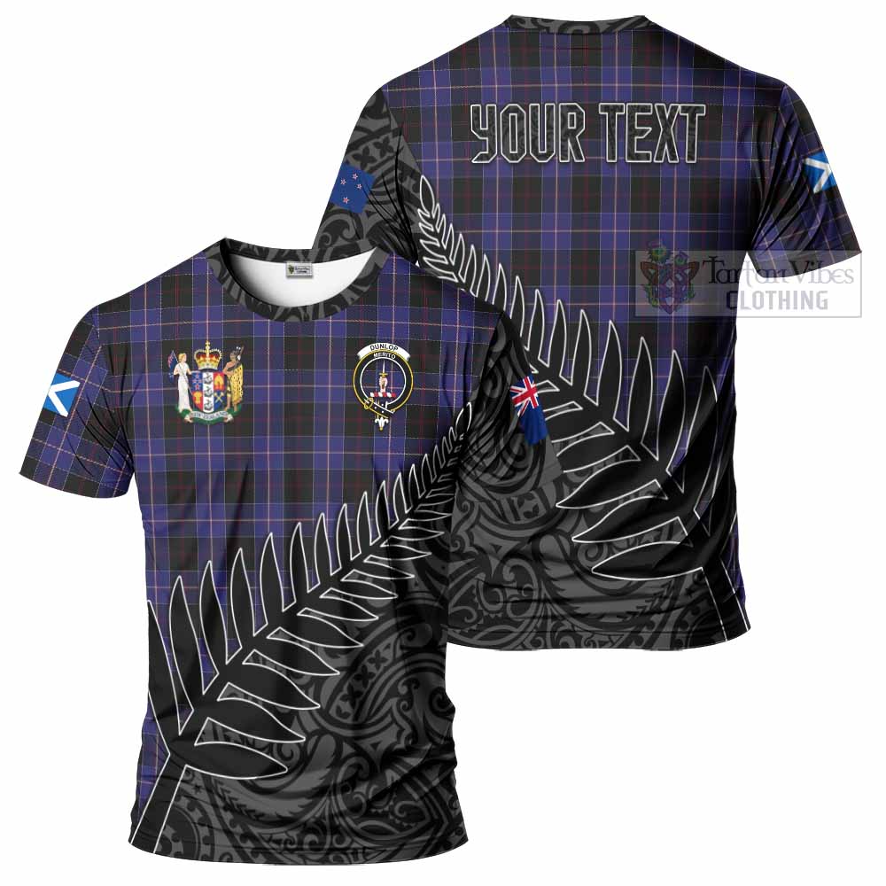 Tartan Vibes Clothing Dunlop Crest Tartan T-Shirt with New Zealand Silver Fern Half Style