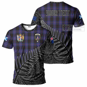 Tartan Vibes Clothing Dunlop Crest Tartan T-Shirt with New Zealand Silver Fern Half Style