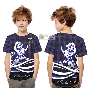 Dunlop Tartan Kid T-Shirt with Alba Gu Brath Regal Lion Emblem Youth XL Size14 - Tartanvibesclothing Shop