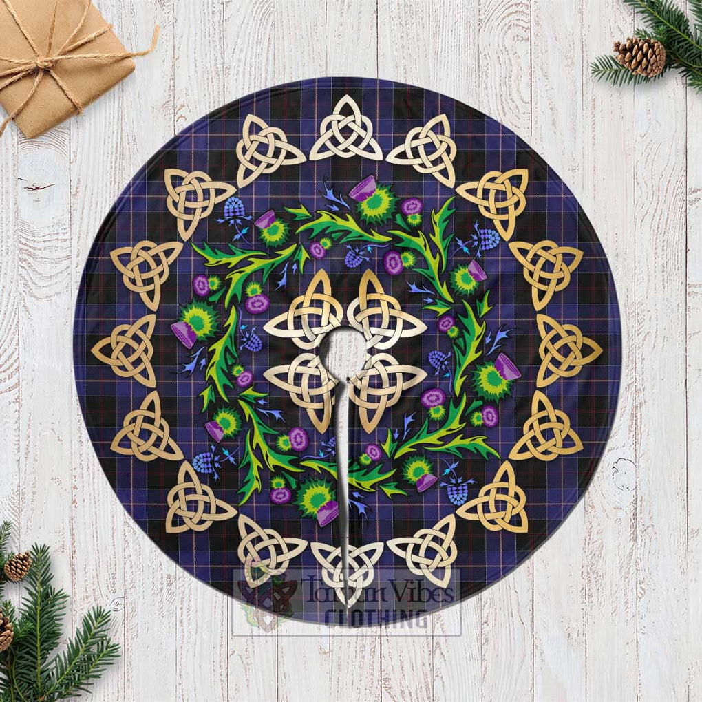 Dunlop Tartan Christmas Tree Skirt with Thistle Celtic Knot Style Casual Tree Skirts - Tartan Vibes Clothing