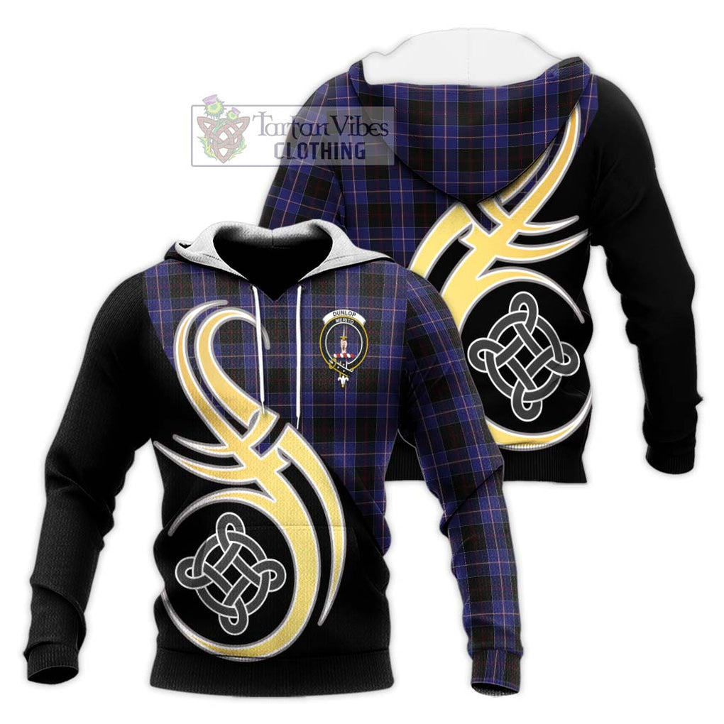 Dunlop Tartan Knitted Hoodie with Family Crest and Celtic Symbol Style Unisex Knitted Pullover Hoodie - Tartan Vibes Clothing