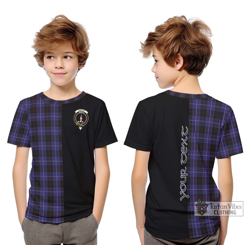 Dunlop Tartan Kid T-Shirt with Family Crest and Half Of Me Style Youth XL Size14 - Tartanvibesclothing Shop