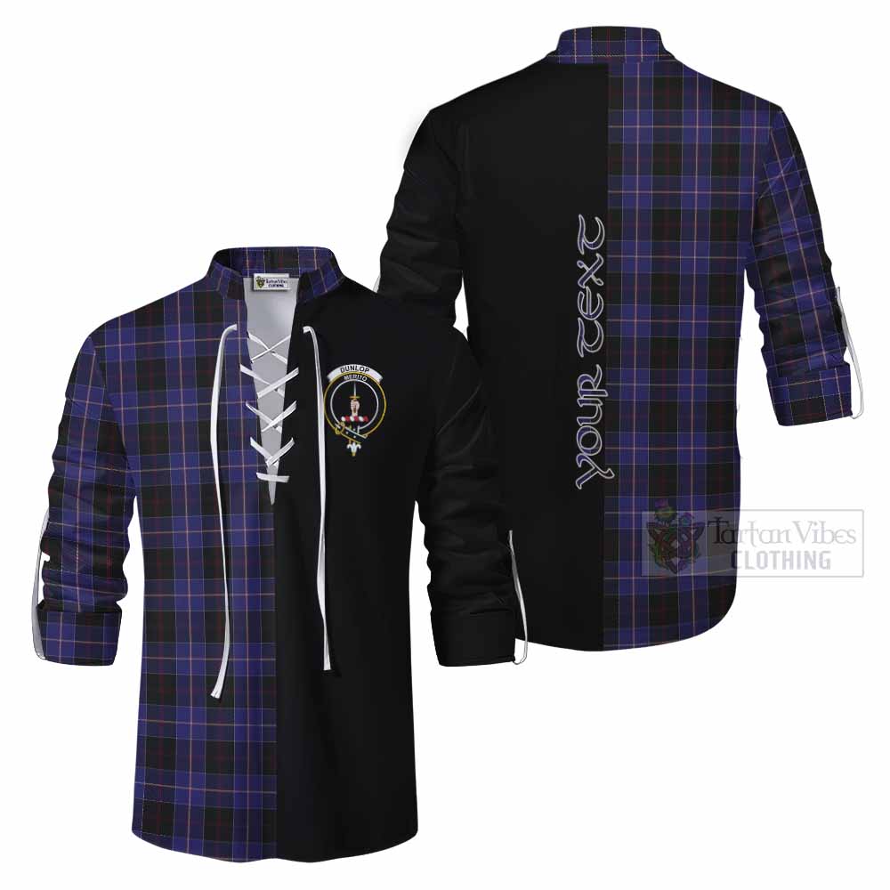 Tartan Vibes Clothing Dunlop Tartan Ghillie Kilt Shirt with Family Crest and Half Of Me Style