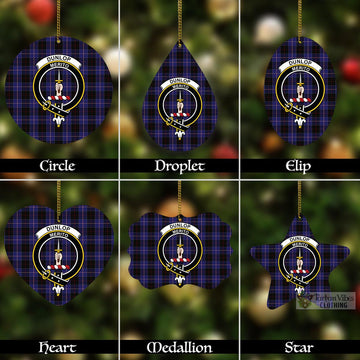 Dunlop Tartan Christmas Aluminium Ornament with Family Crest