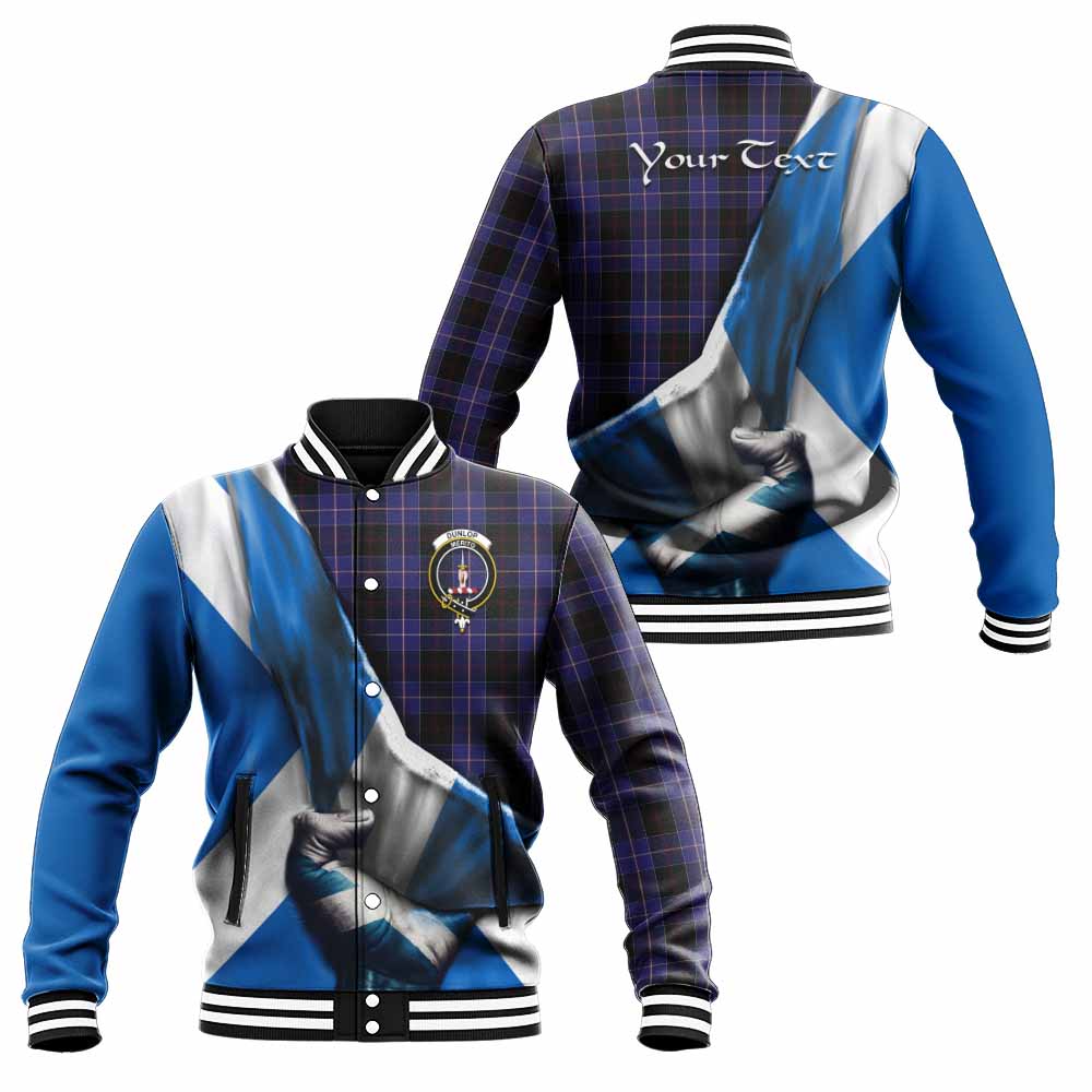 Dunlop Tartan Baseball Jacket with Family Crest Scotland Patriotic Style Unisex - Tartan Vibes Clothing