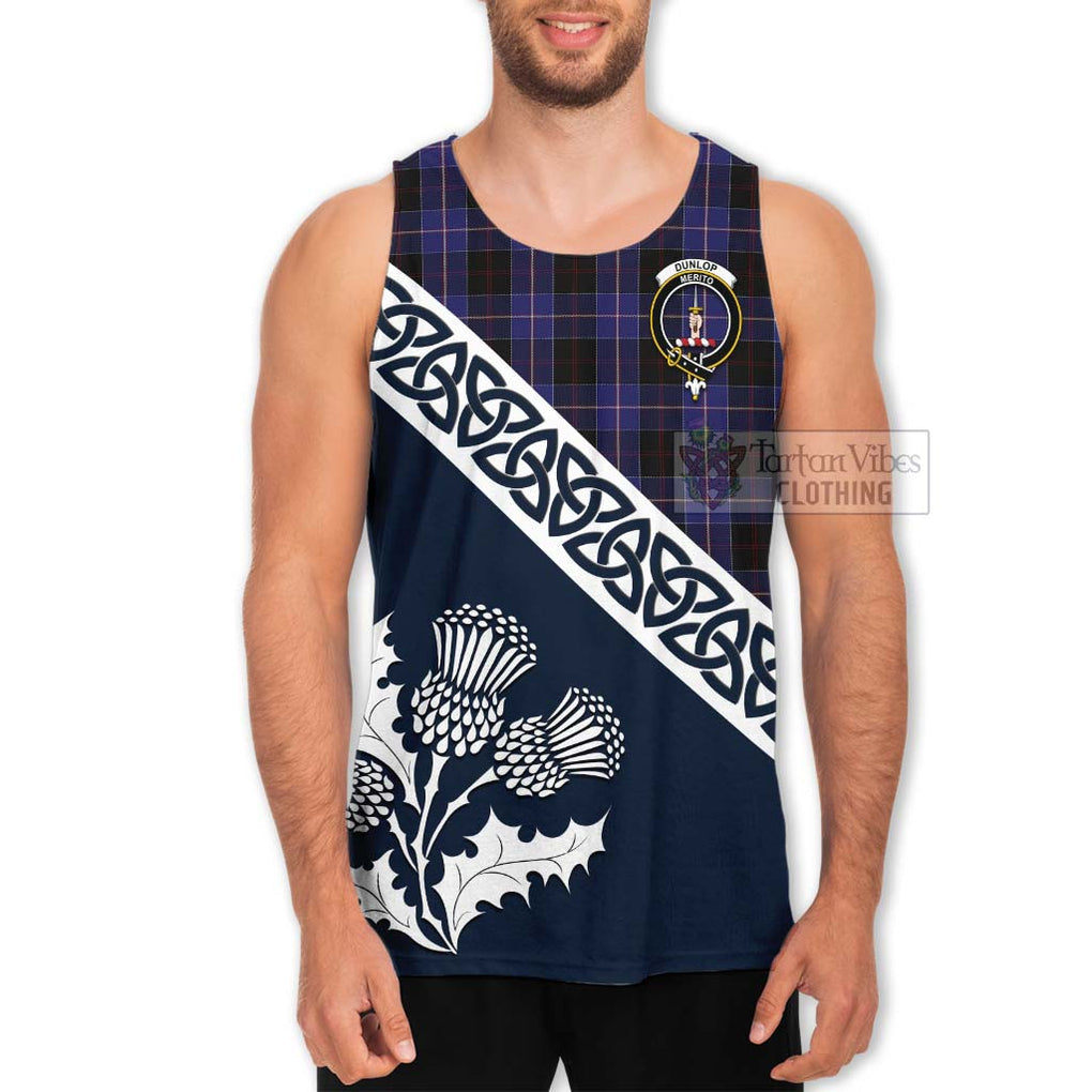 Tartan Vibes Clothing Dunlop Tartan Men's Tank Top Featuring Thistle and Scotland Map