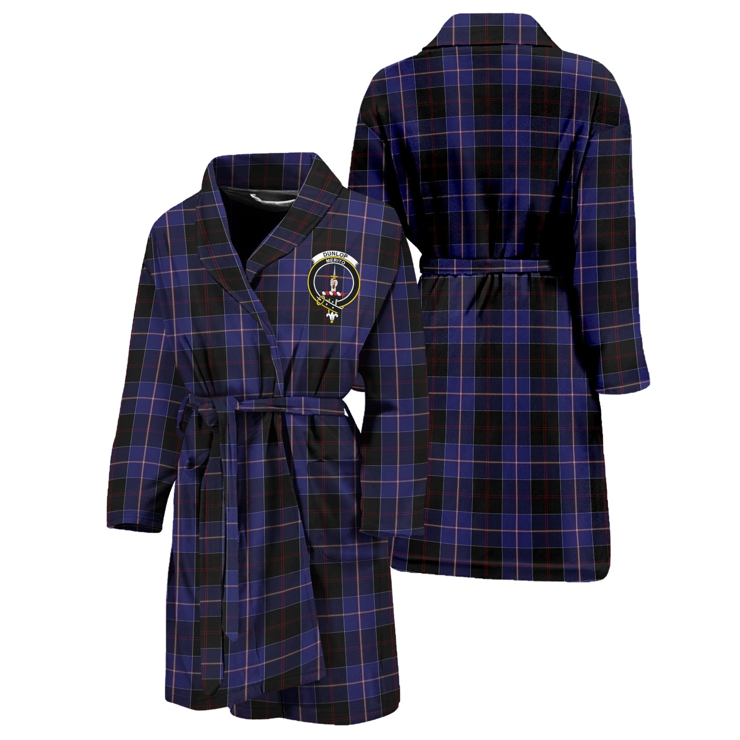 Dunlop Tartan Bathrobe with Family Crest Unisex S - Tartan Vibes Clothing