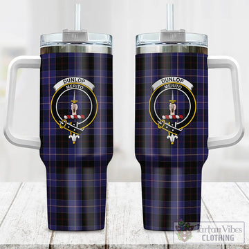 Tartan Vibes Clothing Dunlop Tartan and Family Crest Tumbler with Handle