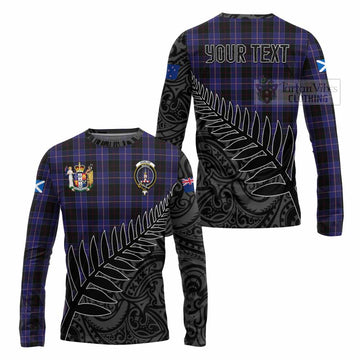 Tartan Vibes Clothing Dunlop Crest Tartan Long Sleeve T-Shirt with New Zealand Silver Fern Half Style