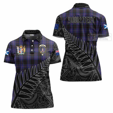 Tartan Vibes Clothing Dunlop Crest Tartan Women's Polo Shirt with New Zealand Silver Fern Half Style