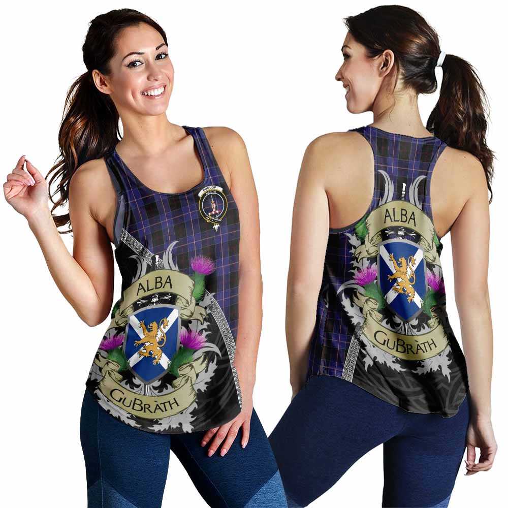 Tartan Vibes Clothing Dunlop Tartan Family Crest Women's Racerback Tanks Lion Rampant Royal Thistle Shield Celtic Inspired