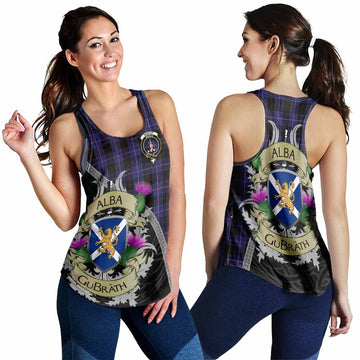 Tartan Vibes Clothing Dunlop Tartan Family Crest Women's Racerback Tanks Lion Rampant Royal Thistle Shield Celtic Inspired