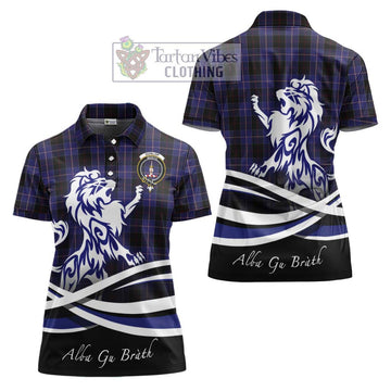 Dunlop Tartan Women's Polo Shirt with Alba Gu Brath Regal Lion Emblem Women - Tartanvibesclothing Shop
