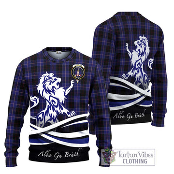 Dunlop Tartan Ugly Sweater with Alba Gu Brath Regal Lion Emblem