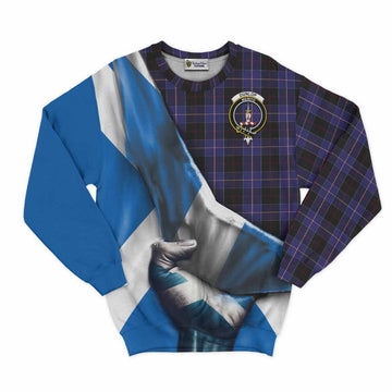 Tartan Vibes Clothing Dunlop Tartan Sweatshirt with Family Crest Scotland Patriotic Style