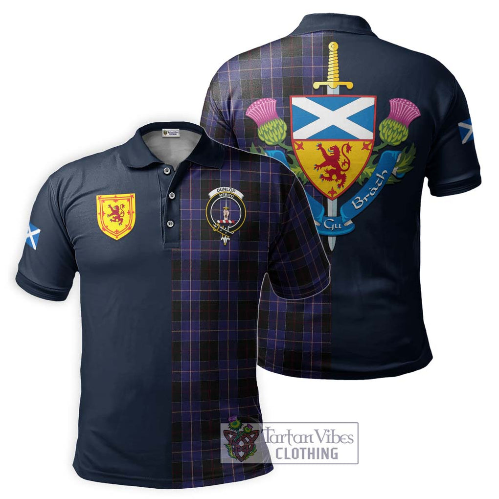 Tartan Vibes Clothing Dunlop Tartan Polo Shirt with Scottish Lion Royal Arm Half Style