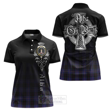 Tartan Vibes Clothing Dunlop Tartan Women's Polo Shirt Featuring Alba Gu Brath Family Crest Celtic Inspired