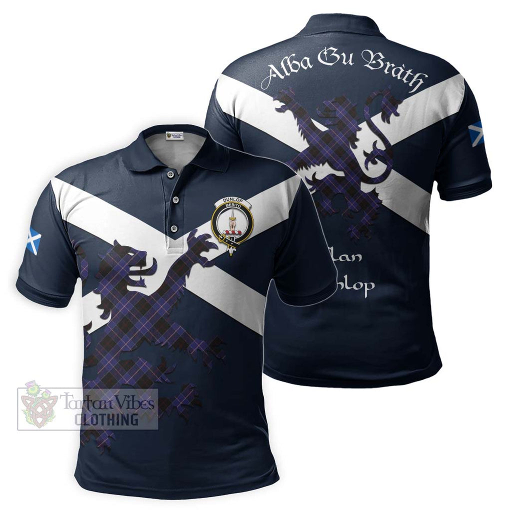Tartan Vibes Clothing Dunlop Tartan Lion Rampant Polo Shirt – Proudly Display Your Heritage with Alba Gu Brath and Clan Name
