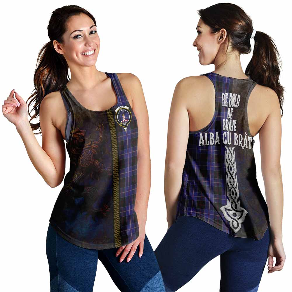 Tartan Vibes Clothing Dunlop Tartan Family Crest Women's Racerback Tanks Alba Gu Brath Be Brave Lion Ancient Style