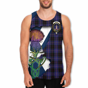 Dunlop Tartan Family Crest Men's Tank Top Scottish Thistle Celtic Inspired