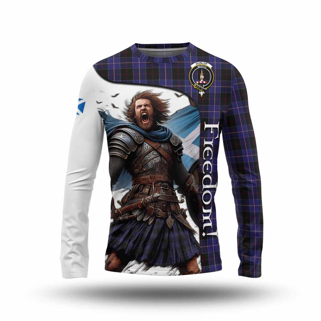 Tartan Vibes Clothing Dunlop Crest Tartan Long Sleeve T-Shirt Inspired by the Freedom of Scottish Warrior