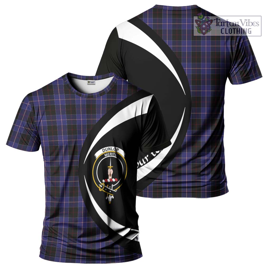 Tartan Vibes Clothing Dunlop Tartan T-Shirt with Family Crest Circle Style